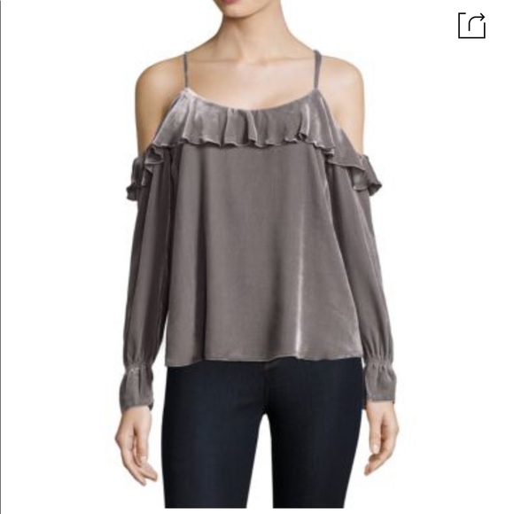 Joie Alyse velvet cold shoulder top - Picture 2 of 7